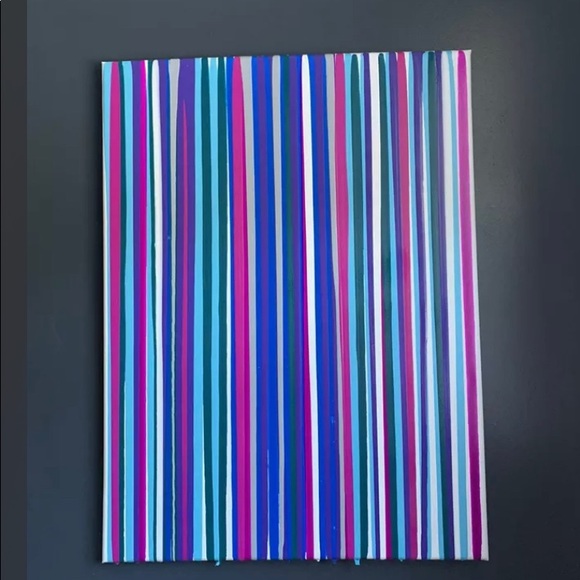 Acrylic striped painting on stretched canvas